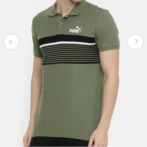 Puma Olive Green Cotton Button Up Polo Shirt Size XXL Green